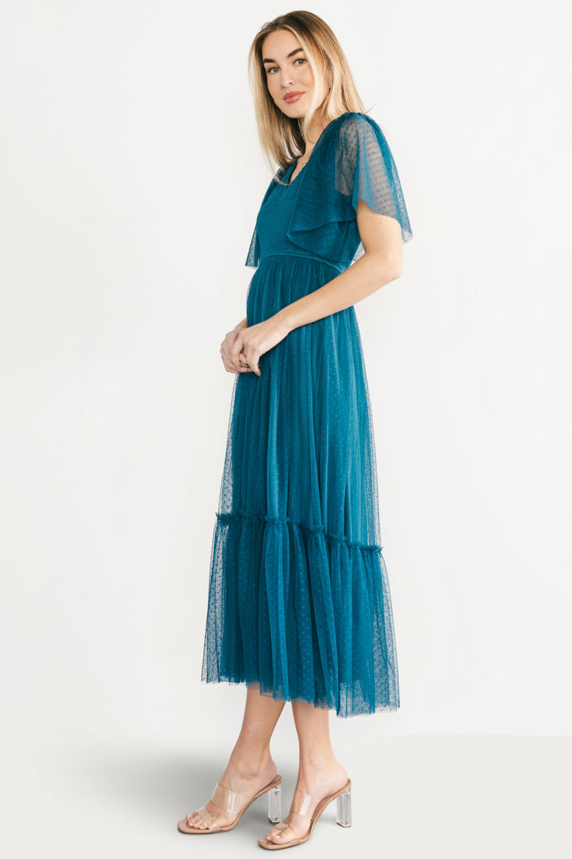 Martha Smocked Tulle Dress | Baltic Born Teal