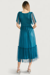 Martha Smocked Tulle Dress | Baltic Born Teal
