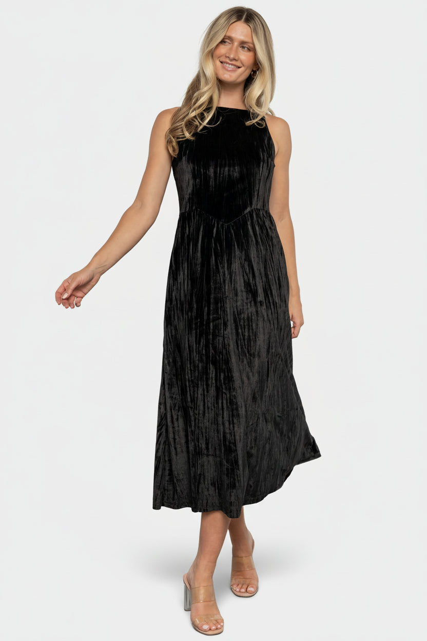 Octavia Velvet Midi Dress | Baltic Born Black
