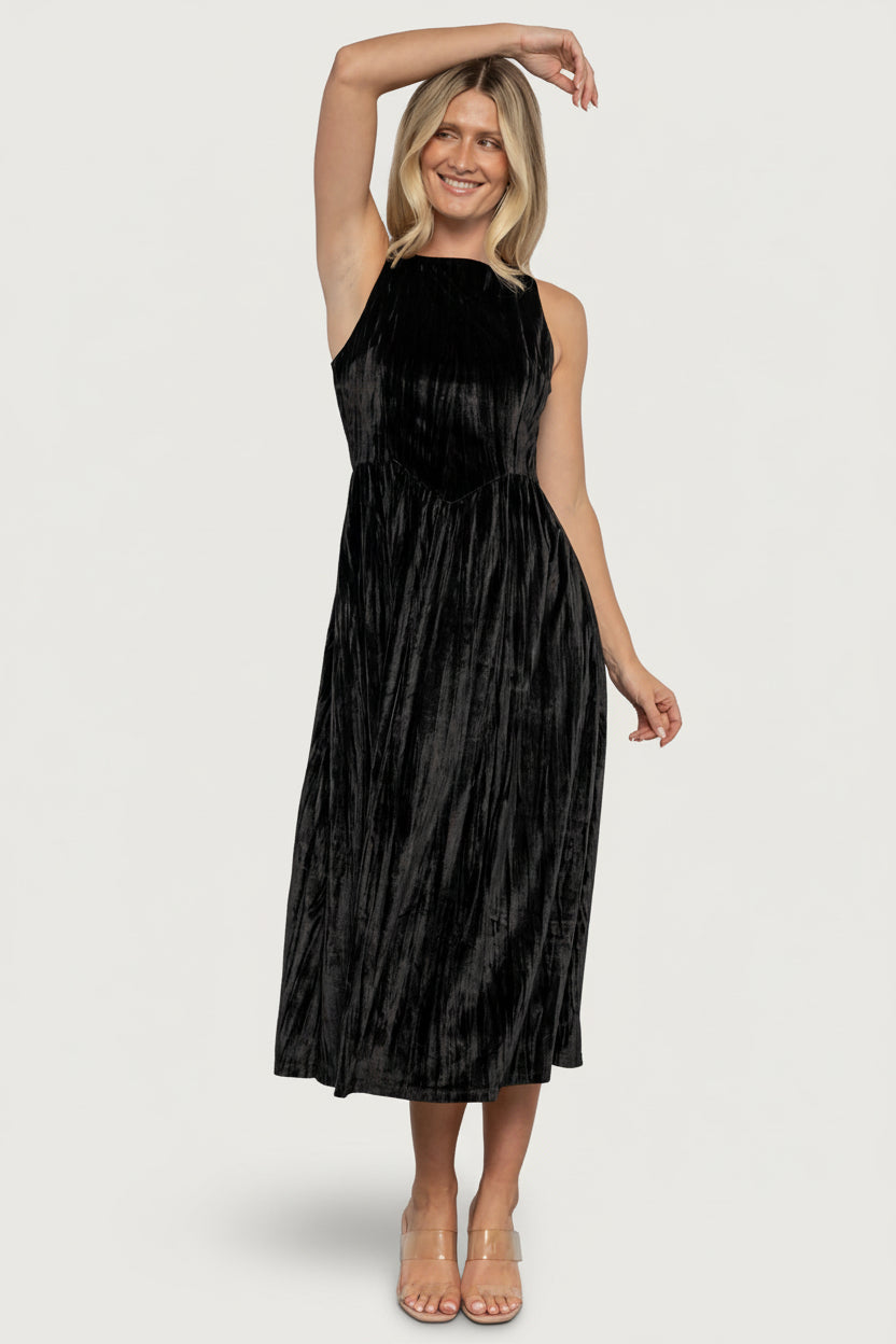 Octavia Velvet Midi Dress | Baltic Born Black