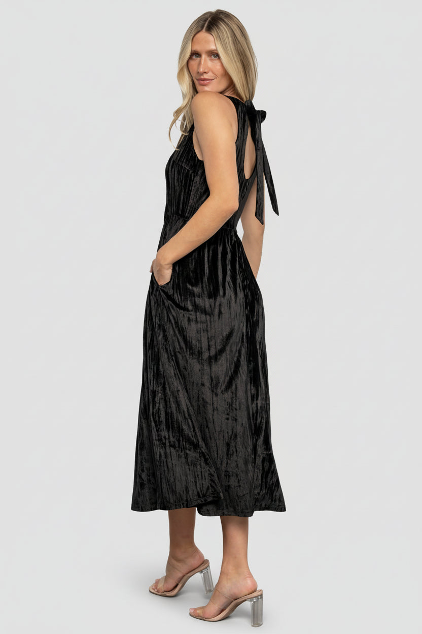 Octavia Velvet Midi Dress | Baltic Born Black