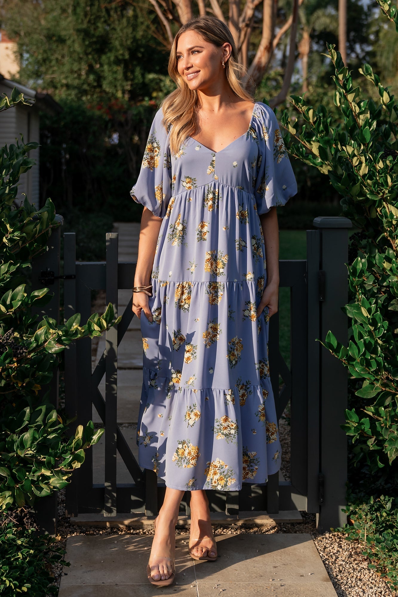 Judith Dress | Baltic Born Blue + Golden Floral