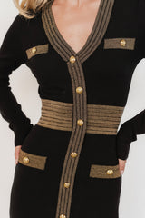 Birgitta Ribbed Sweater Dress | Baltic Born Black + Gold