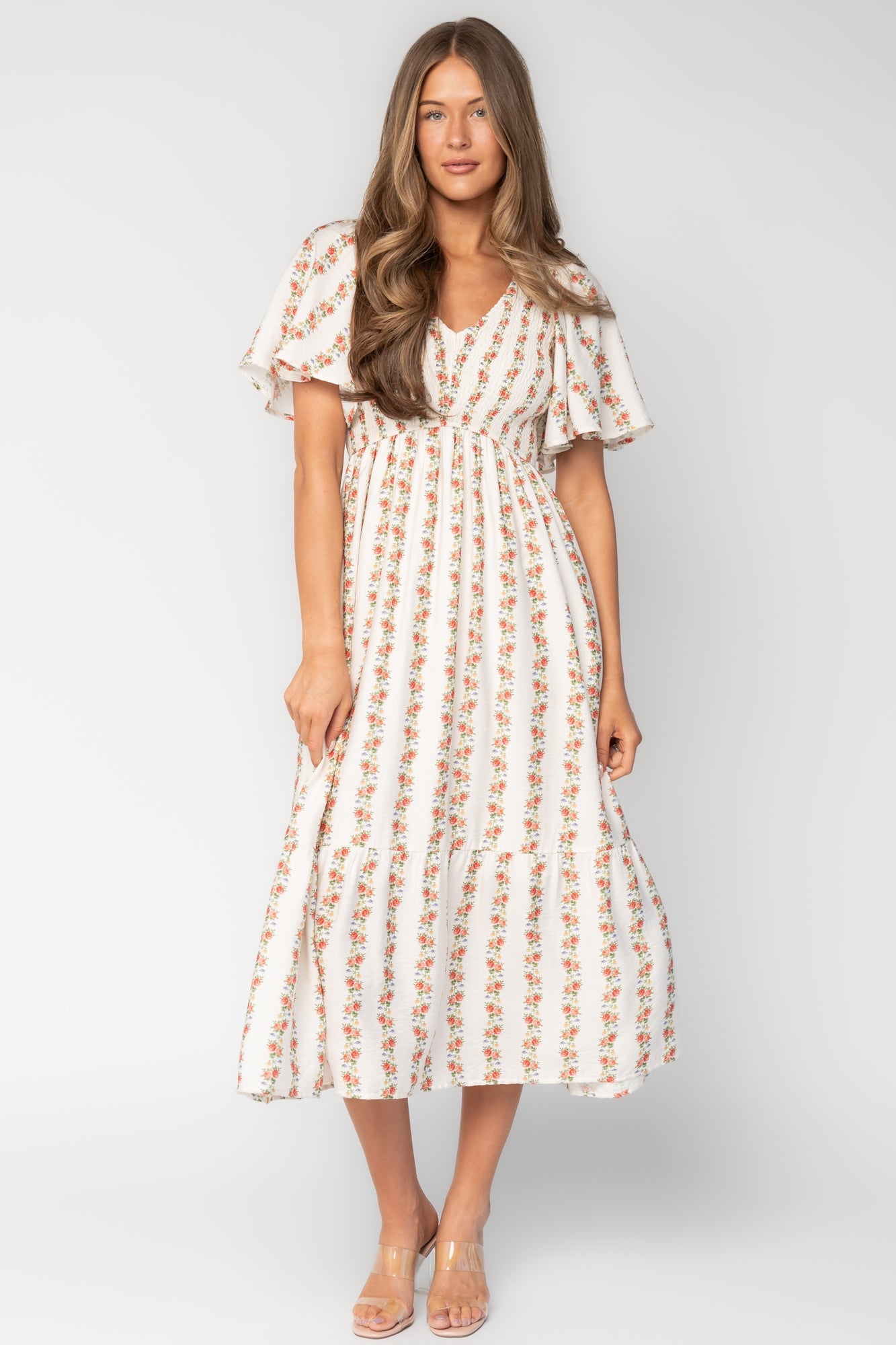 Turner Smocked Midi Dress | Baltic Born Cream Multi
