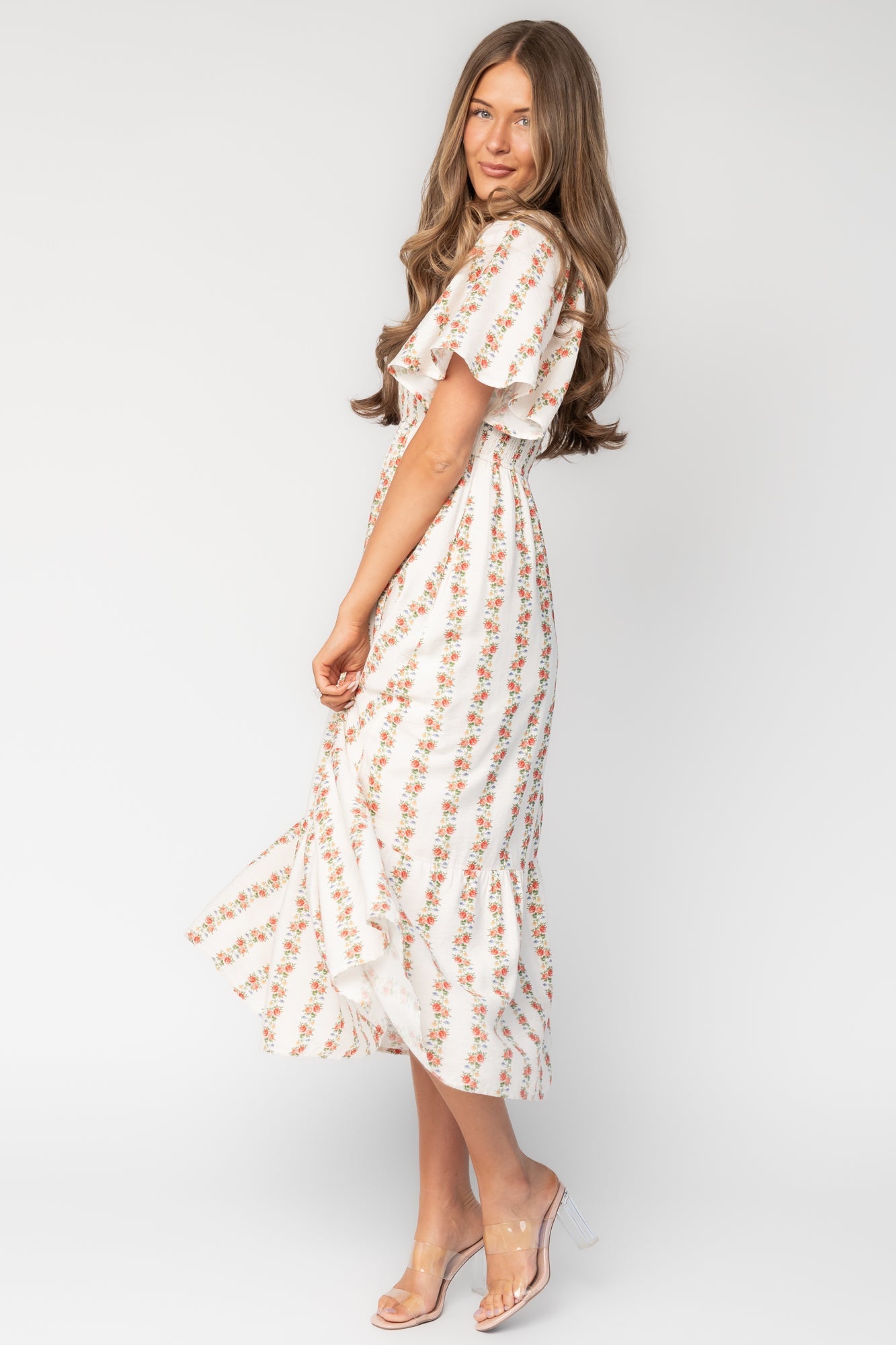 Turner Smocked Midi Dress | Baltic Born Cream Multi
