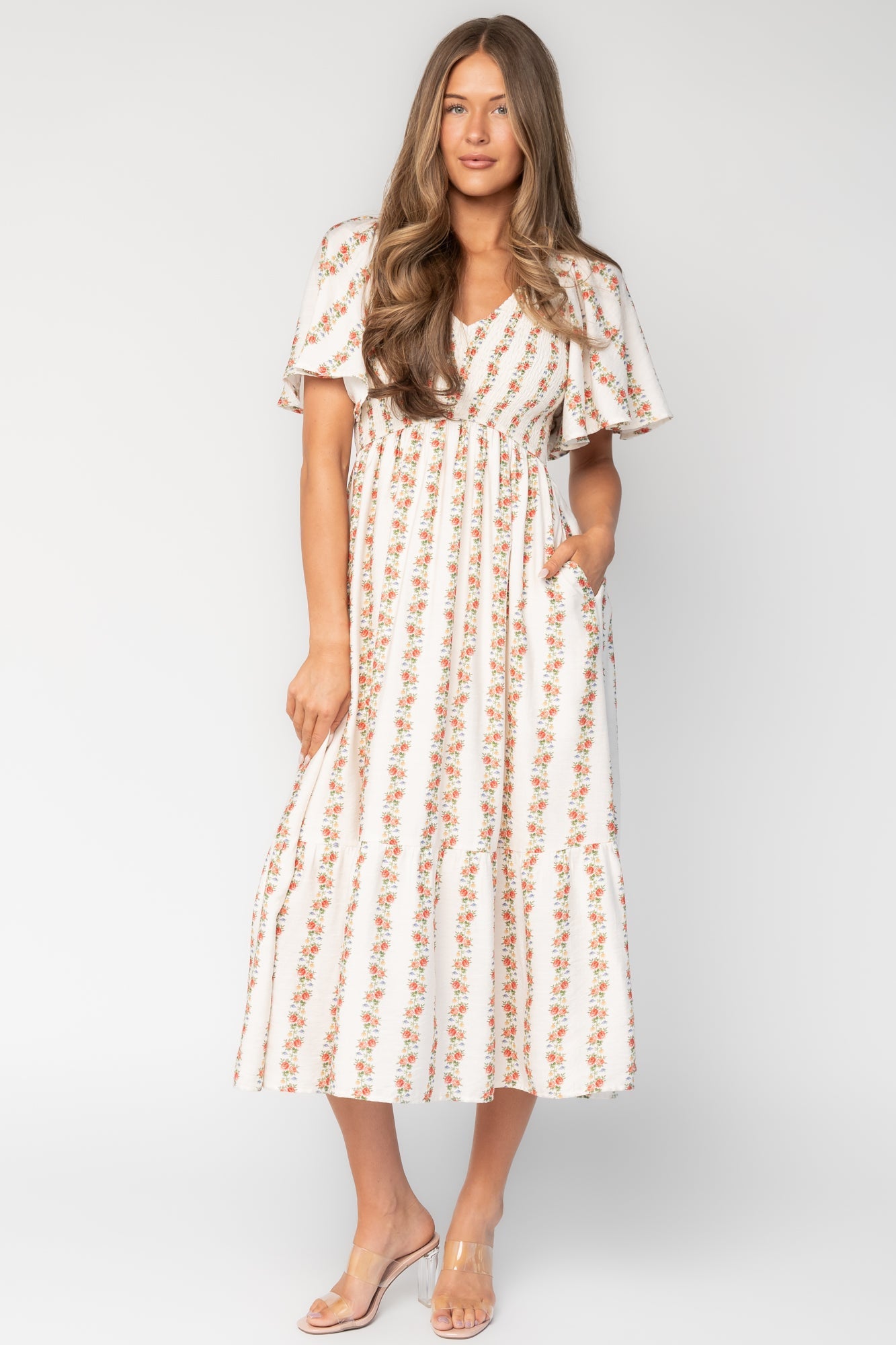 Turner Smocked Midi Dress | Baltic Born Cream Multi