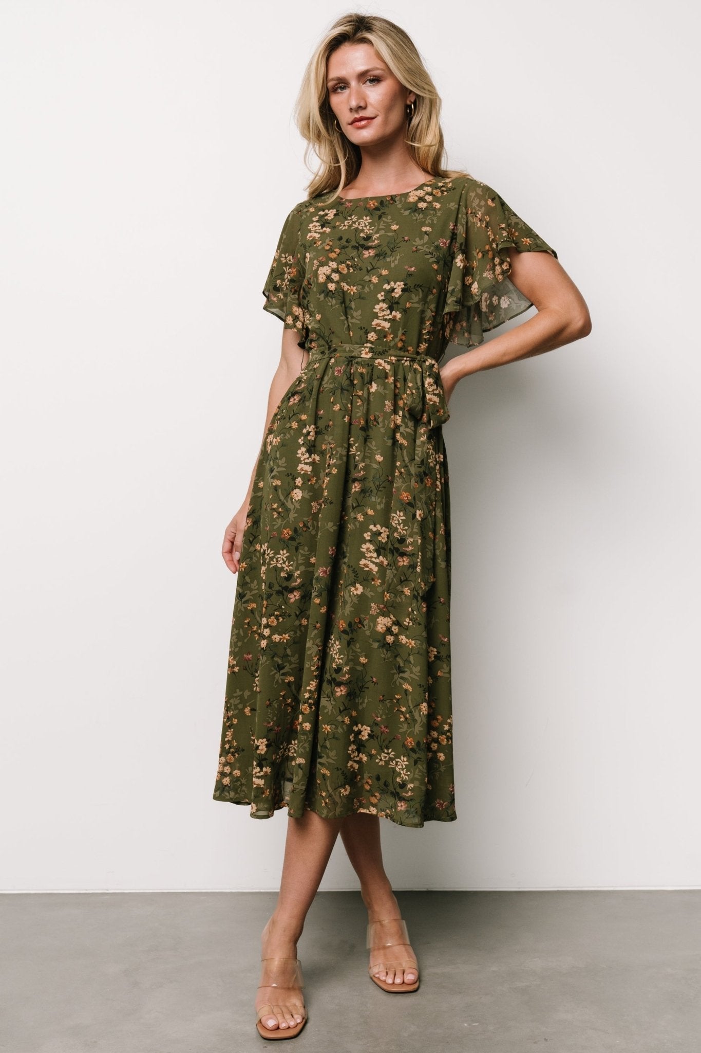 Laurel Midi Dress | Baltic Born Olive Floral