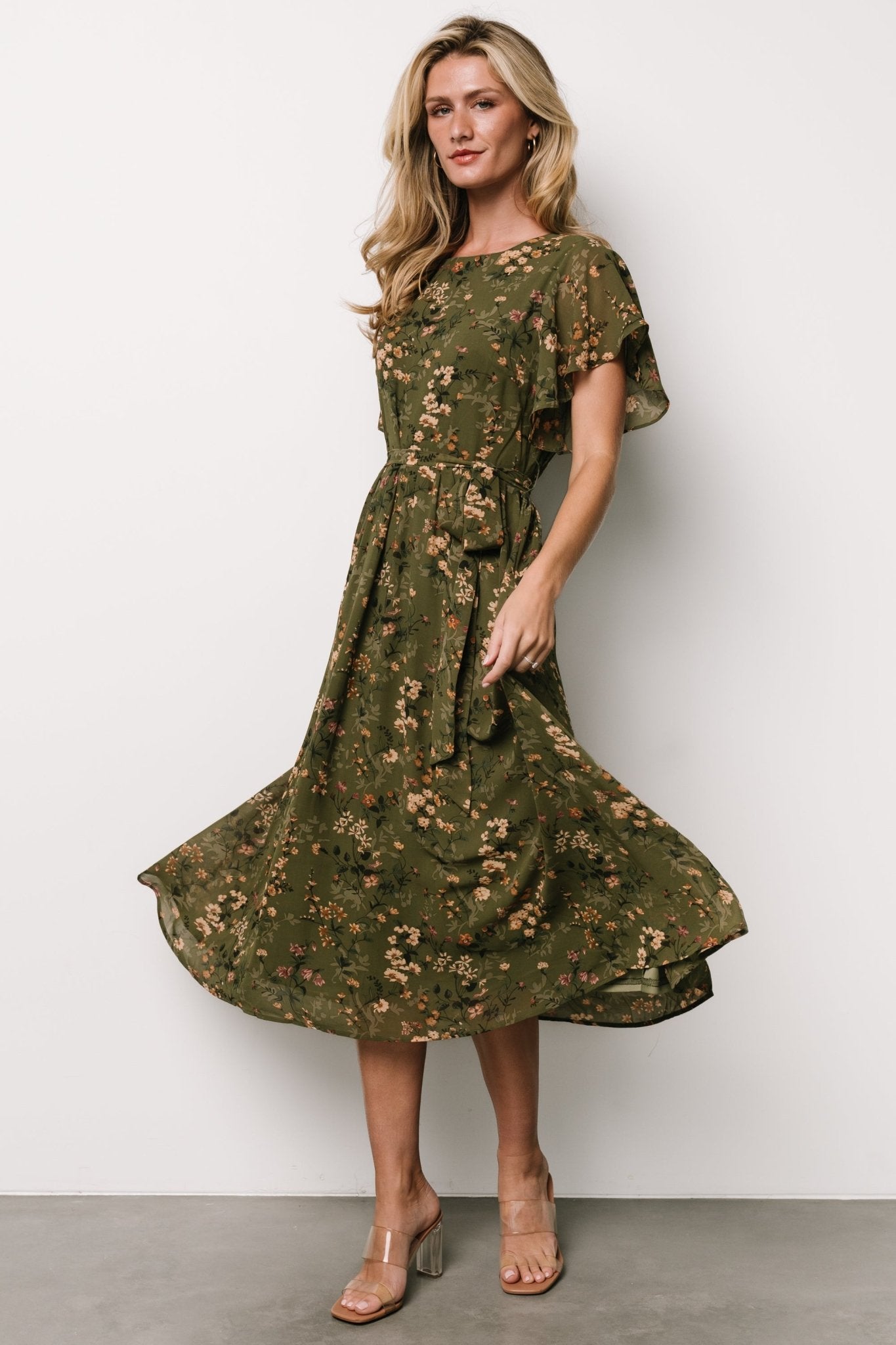 Laurel Midi Dress | Baltic Born Olive Floral