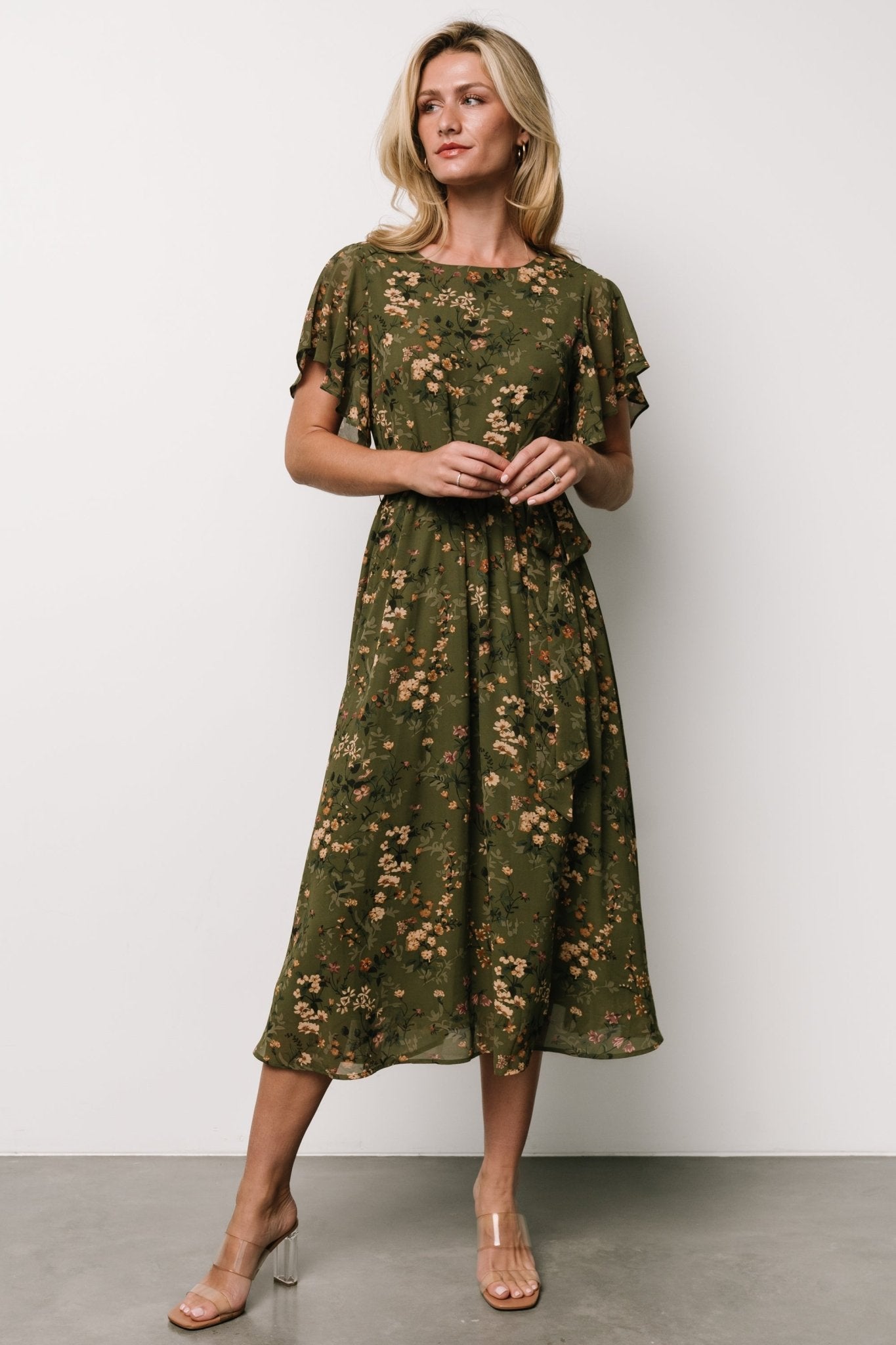 Laurel Midi Dress | Baltic Born Olive Floral