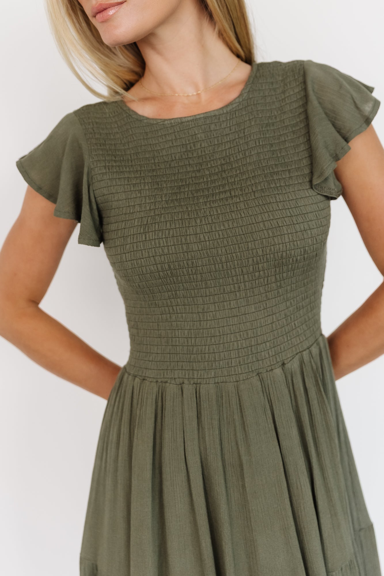 Loretta Smocked Midi Dress | Baltic Born Dark Sage