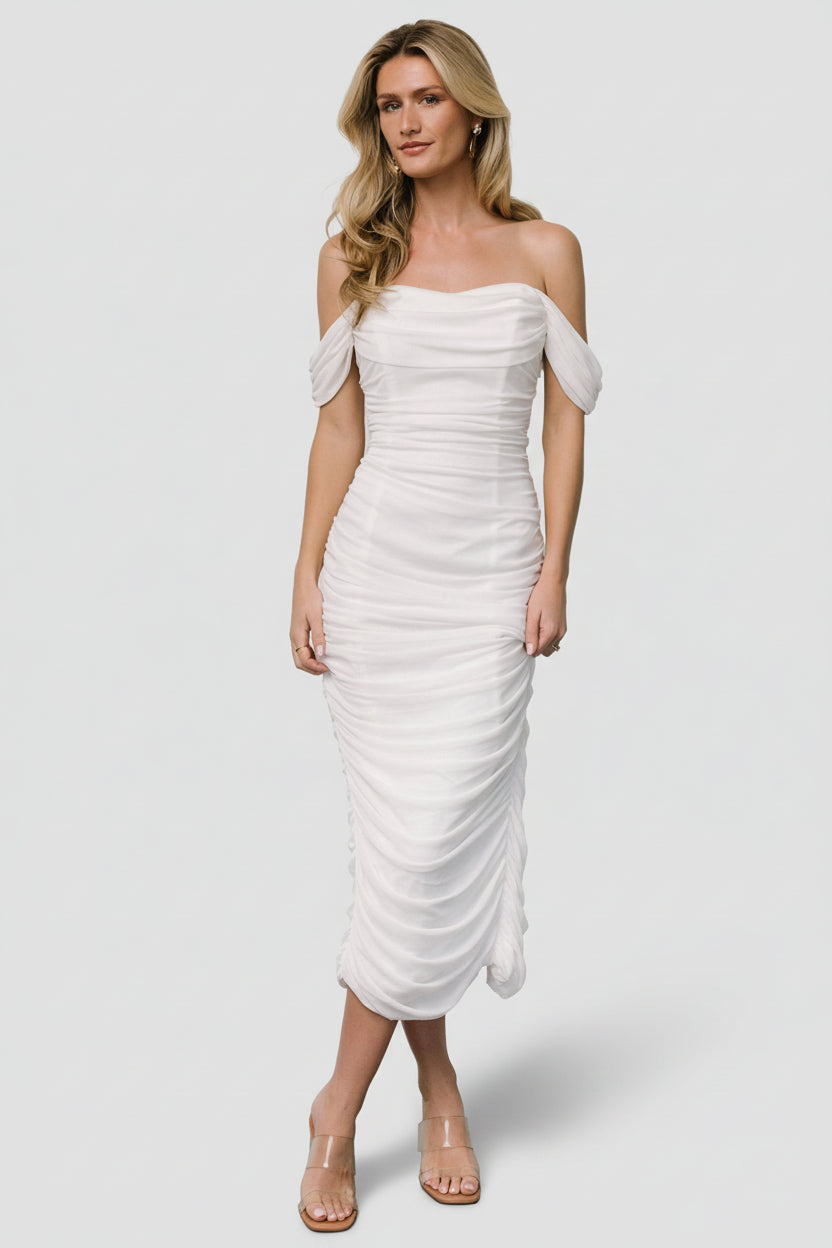Alessandra Mesh Midi Dress | Baltic Born Off White
