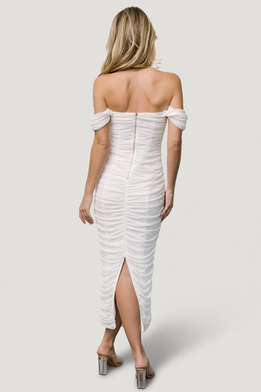 Alessandra Mesh Midi Dress | Baltic Born Off White