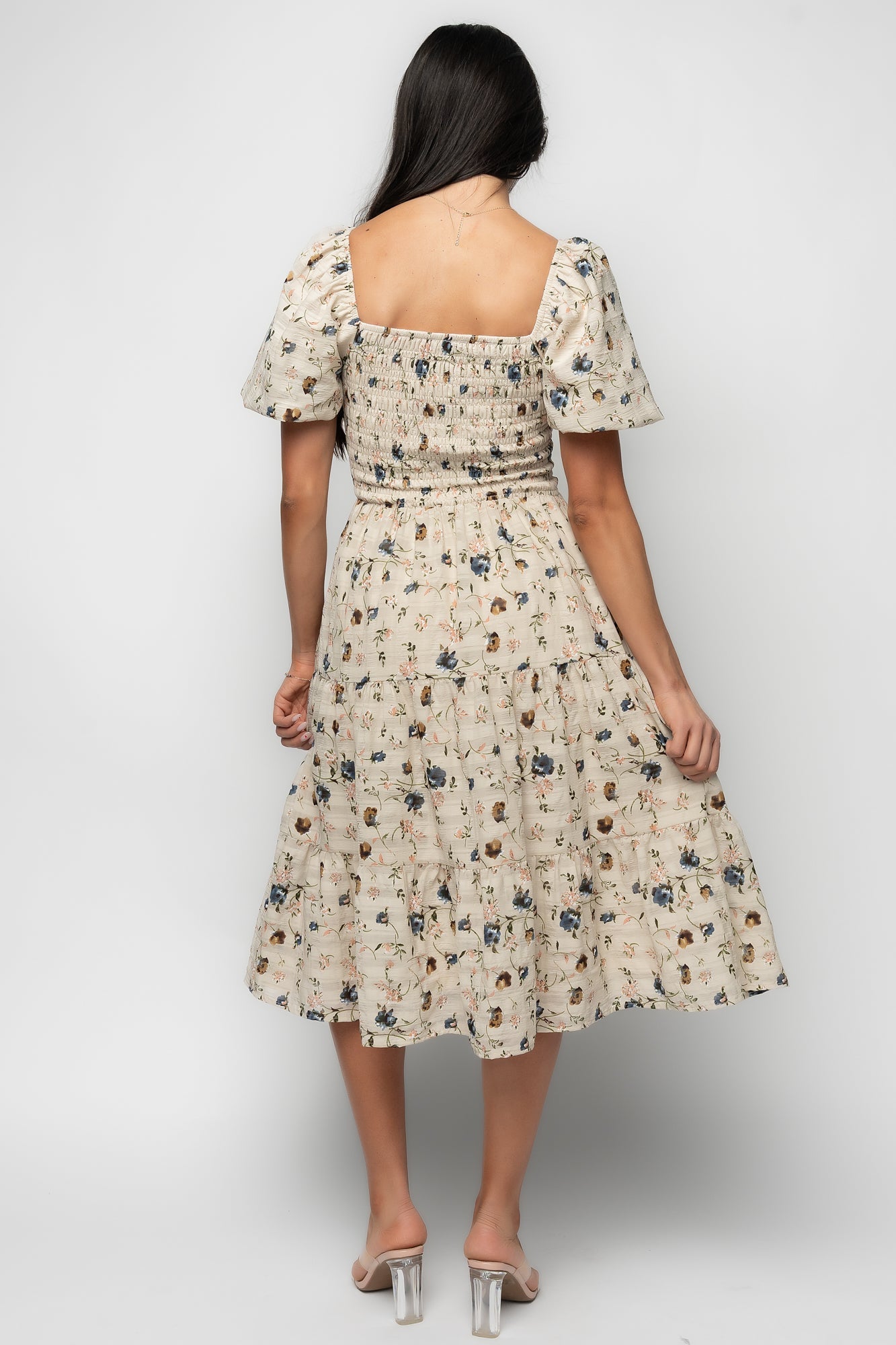 Mattea Smocked Midi Dress | Baltic Born Beige Floral