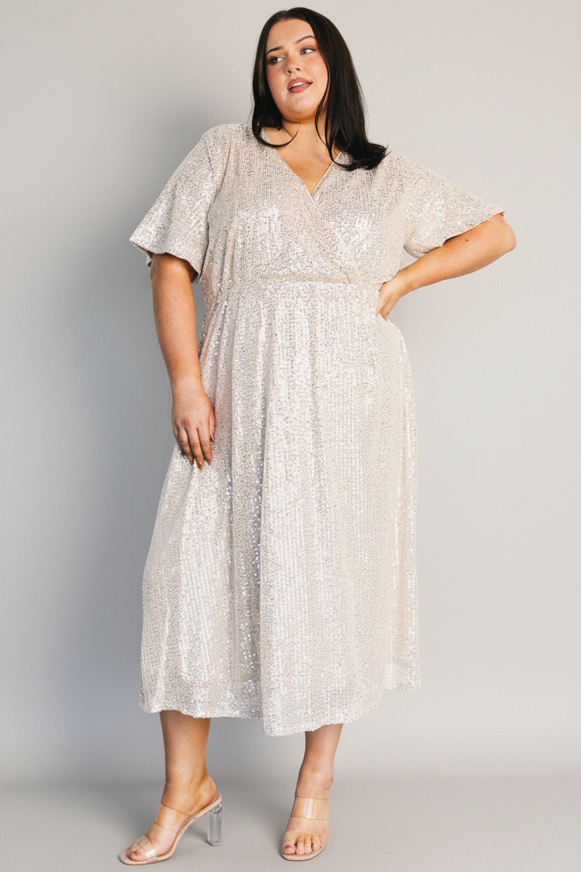 Mayfair Sequin Midi Dress | Baltic Born Champagne