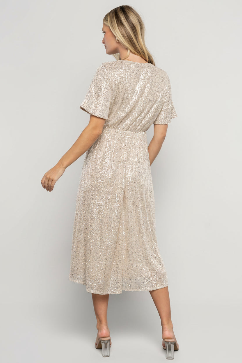 Mayfair Sequin Midi Dress | Baltic Born Champagne