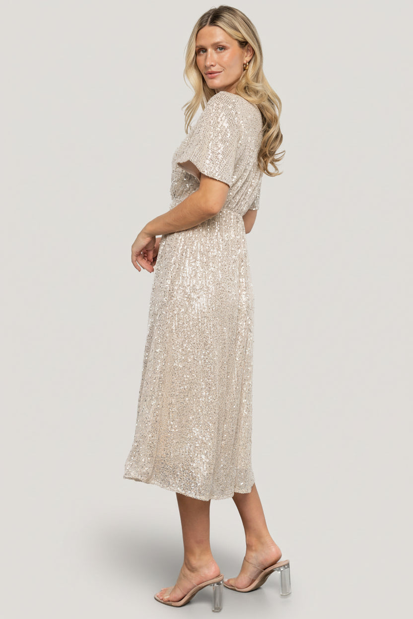 Mayfair Sequin Midi Dress | Baltic Born Champagne