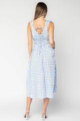 Arwen Gingham Midi Dress | Baltic Born Blue + White