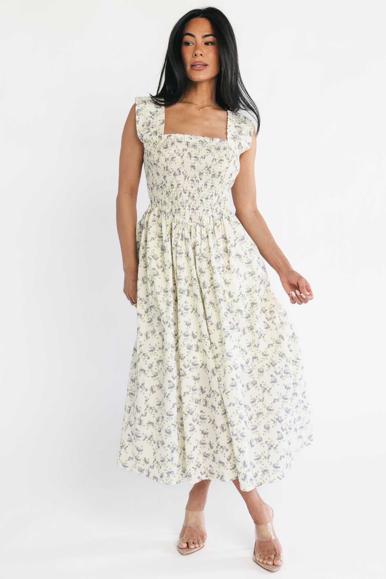 Fawn Midi Dress | Baltic Born Cream + Lavender Floral
