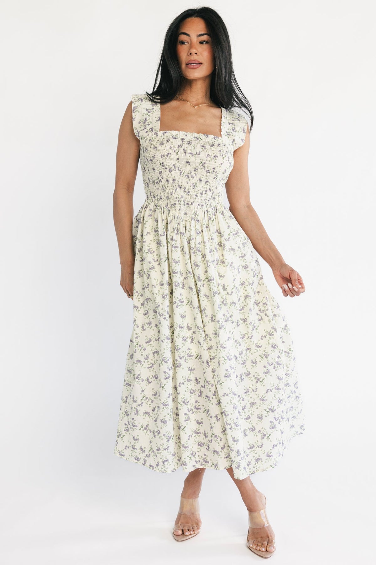 Fawn Midi Dress | Baltic Born Cream + Lavender Floral