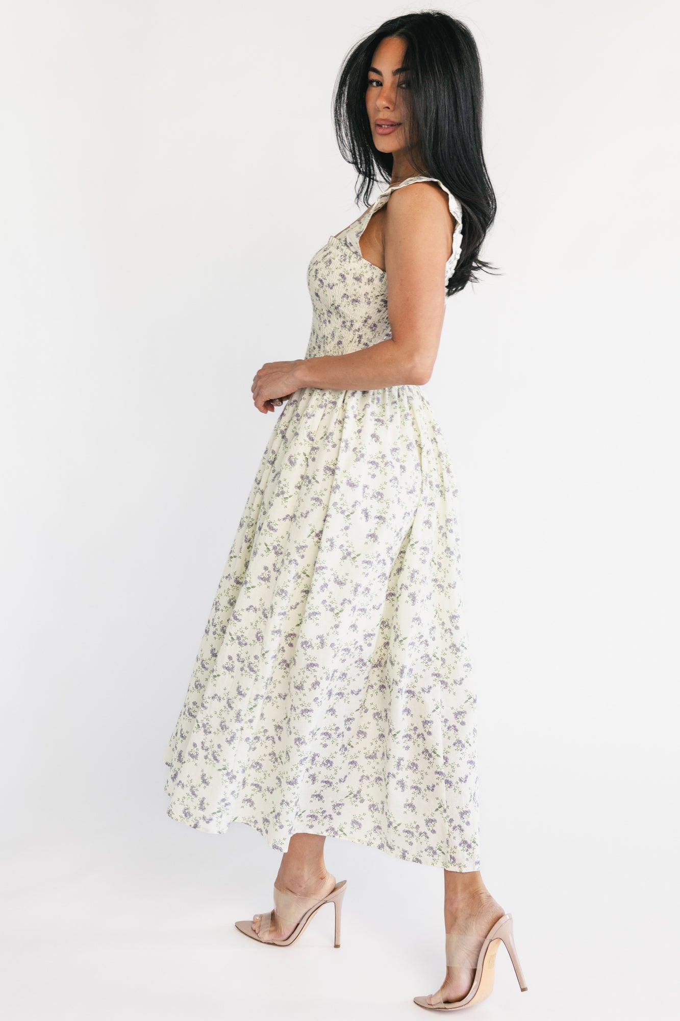 Fawn Midi Dress | Baltic Born Cream + Lavender Floral