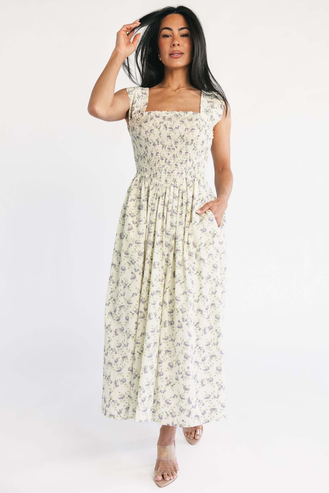 Fawn Midi Dress | Baltic Born Cream + Lavender Floral