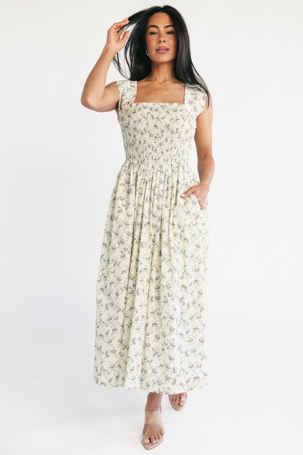 Fawn Midi Dress | Baltic Born Cream + Lavender Floral