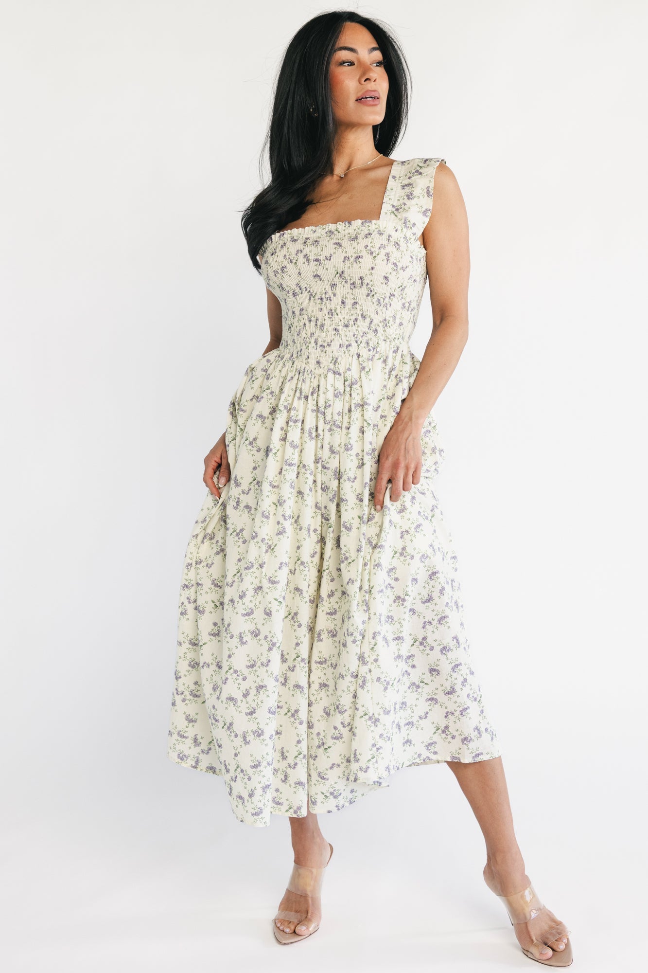 Fawn Midi Dress | Baltic Born Cream + Lavender Floral