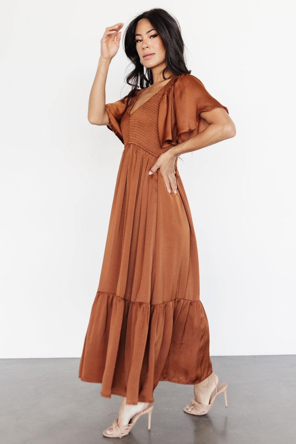 Lovell Smocked Midi Dress | Baltic Born Dark Copper