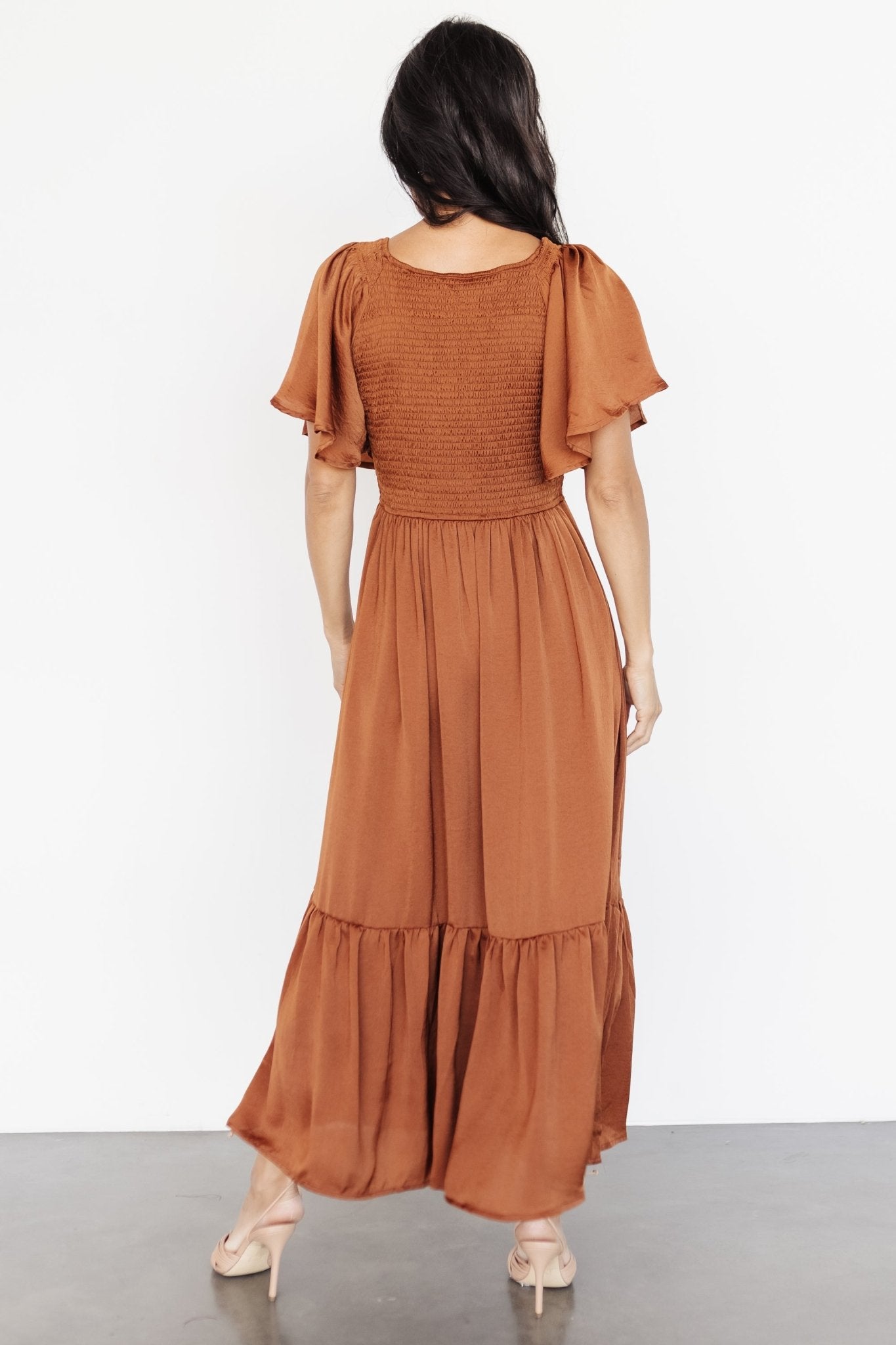 Lovell Smocked Midi Dress | Baltic Born Dark Copper