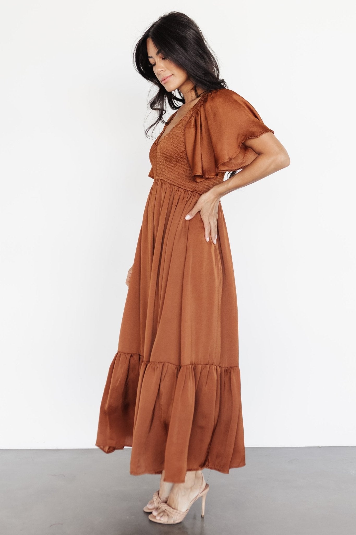 Lovell Smocked Midi Dress | Baltic Born Dark Copper