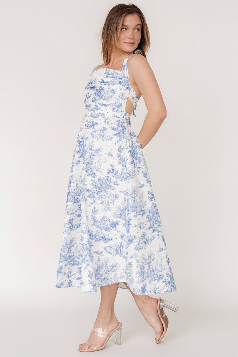 Carolyn Halter Midi Dress | Baltic Born White + Blue