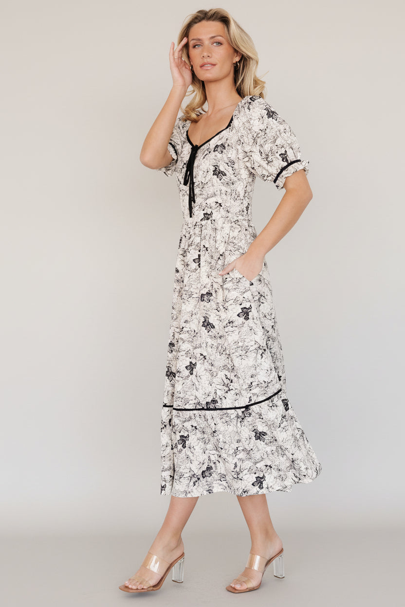 Mariana Midi Dress | Baltic Born Cream + Black Floral