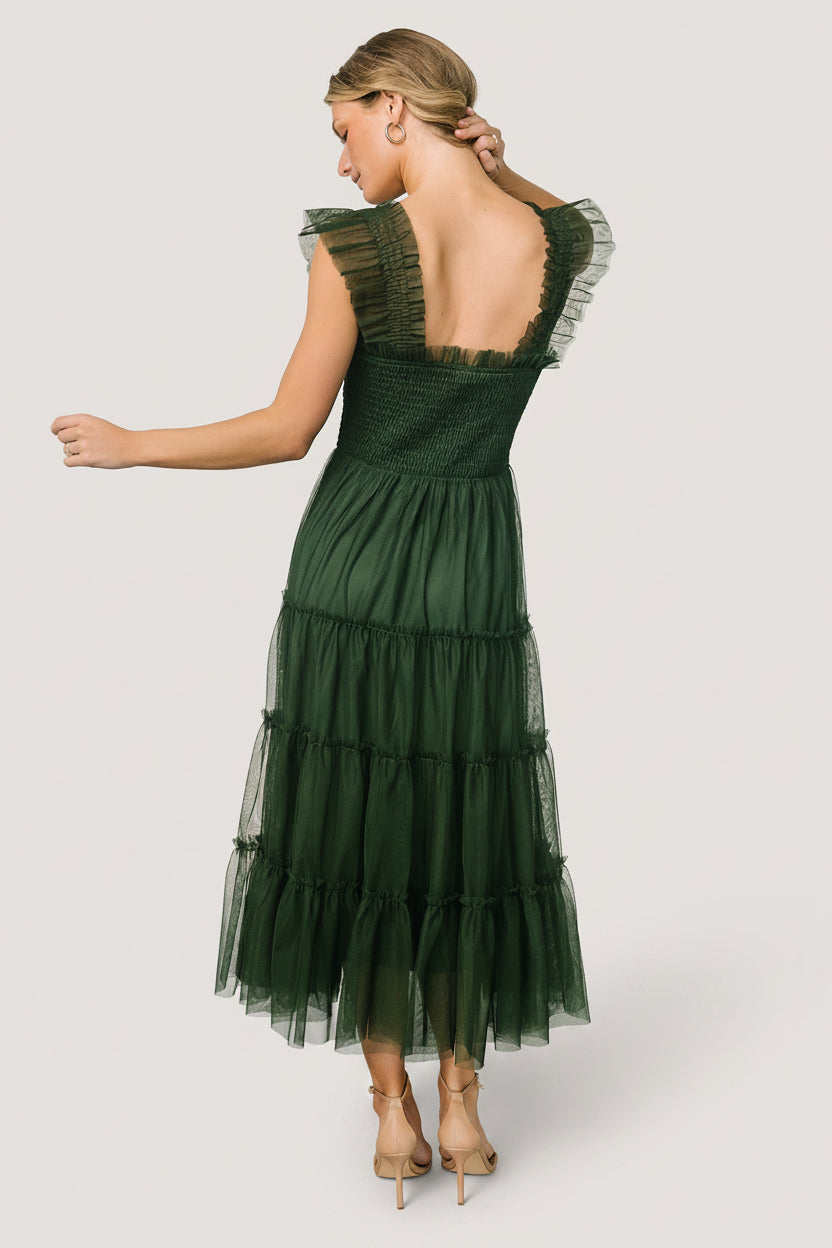 Emma Smocked Tulle Dress | Baltic Born Green