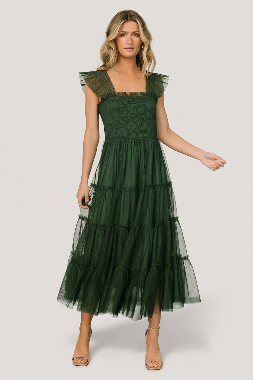 Emma Smocked Tulle Dress | Baltic Born Green