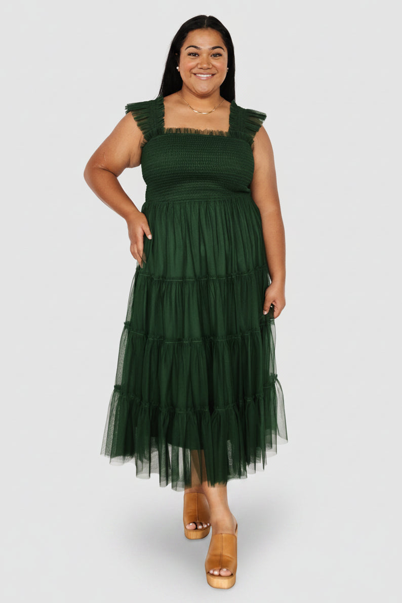 Emma Smocked Tulle Dress | Baltic Born Green