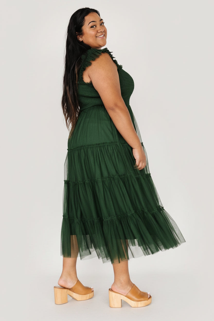 Emma Smocked Tulle Dress | Baltic Born Green