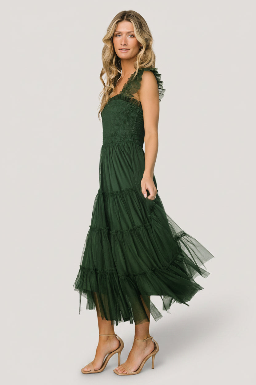 Emma Smocked Tulle Dress | Baltic Born Green
