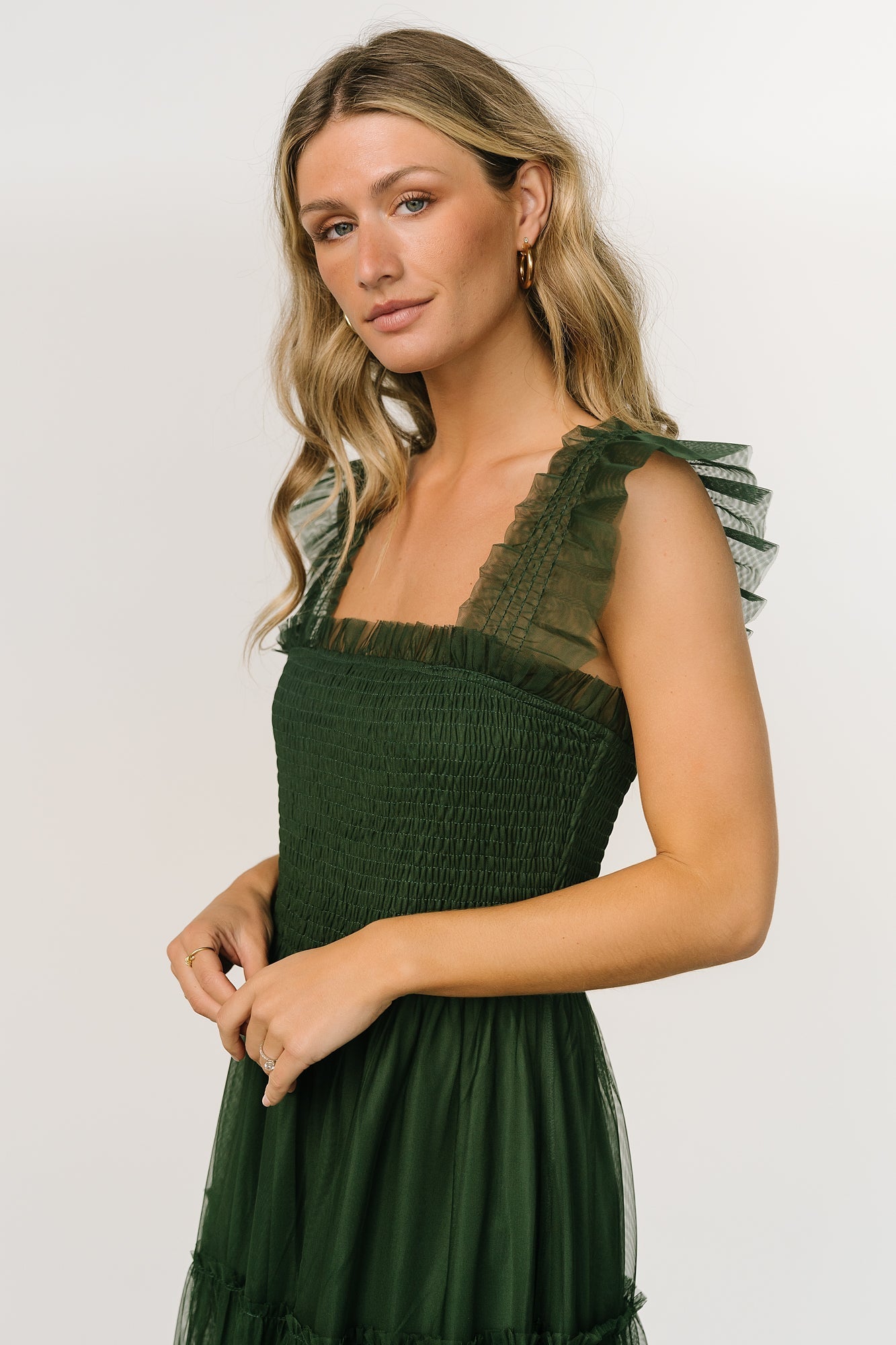 Emma Smocked Tulle Dress | Baltic Born Green