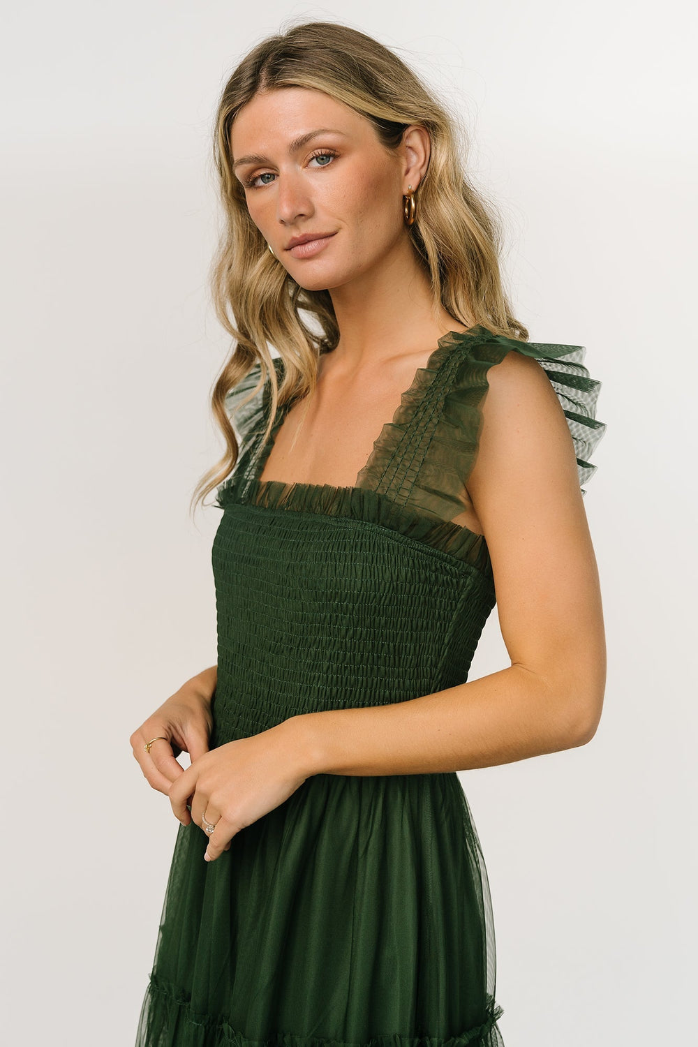 Emma Smocked Tulle Dress | Baltic Born Green