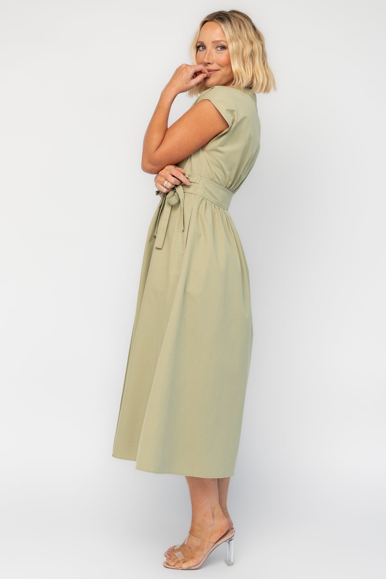 Maylee Midi Dress | Baltic Born Light Olive