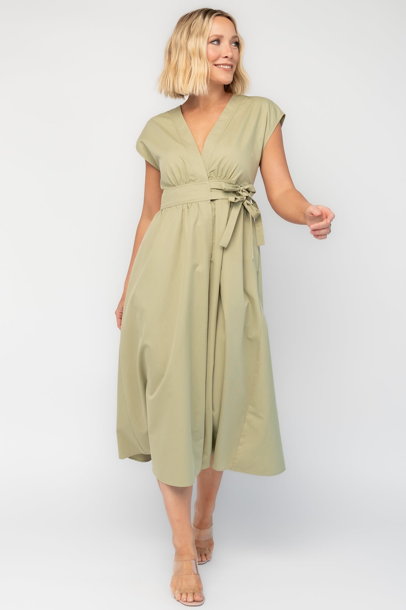 Maylee Midi Dress | Baltic Born Light Olive