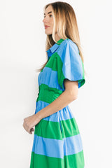 Tracy Shirt Dress | Baltic Born Blue + Green Stripe