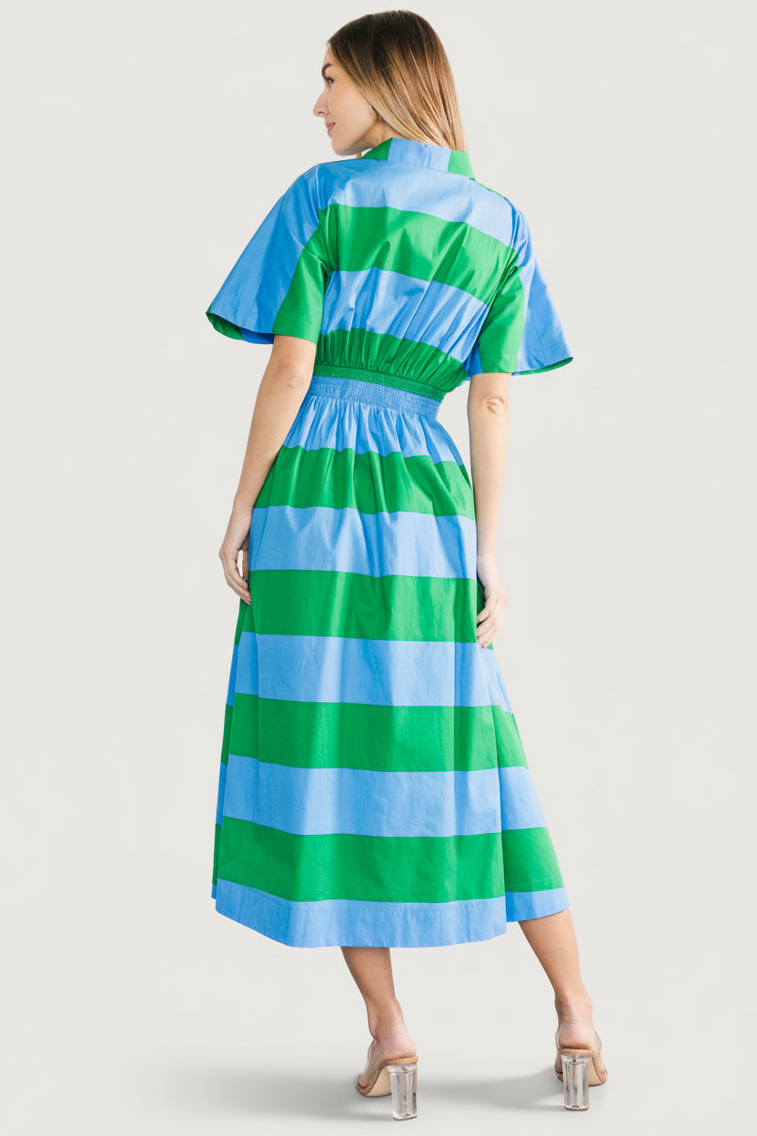 Tracy Shirt Dress | Baltic Born Blue + Green Stripe
