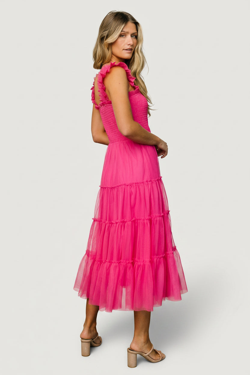 Emma Smocked Tulle Dress | Baltic Born Hot Pink