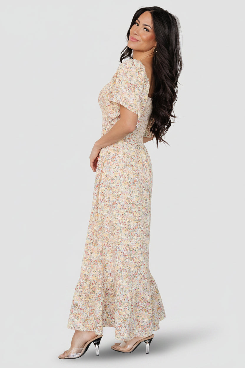Ellory Smocked Midi Dress | Baltic Born Golden Multi Floral