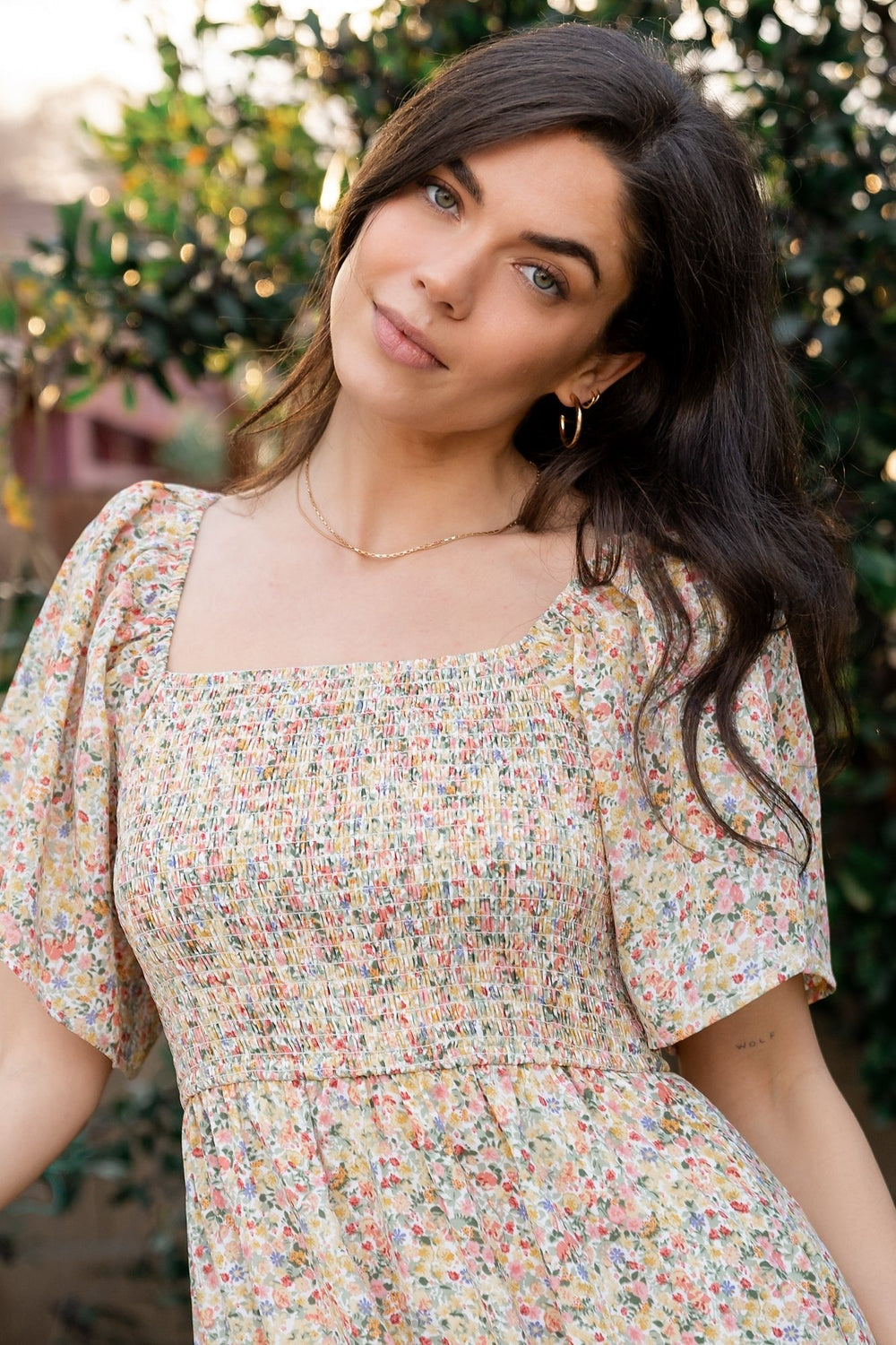 Ellory Smocked Midi Dress | Baltic Born Golden Multi Floral