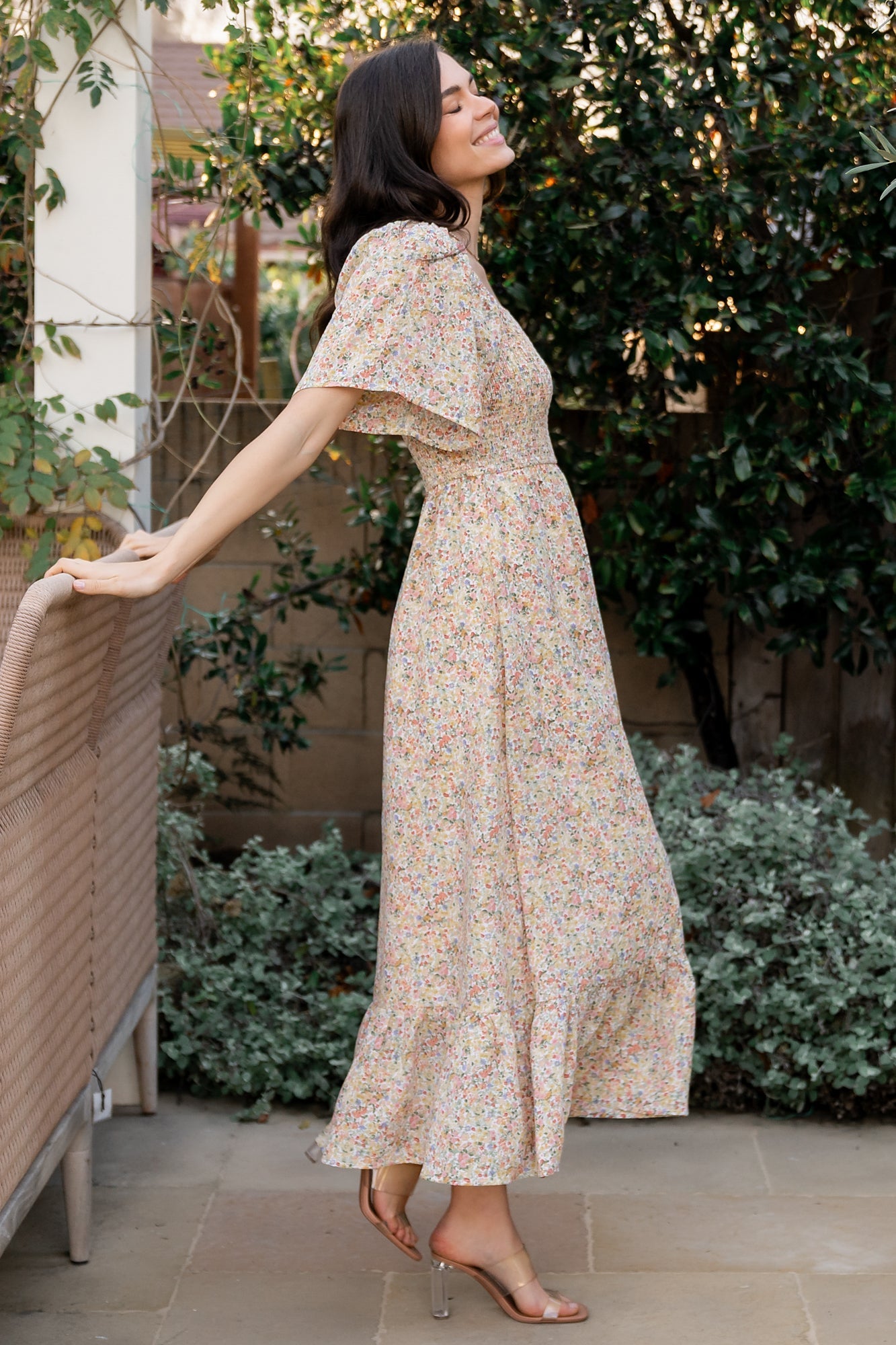Ellory Smocked Midi Dress | Baltic Born Golden Multi Floral