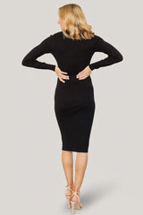 Mavis Ribbed Midi Dress | Baltic Born Black