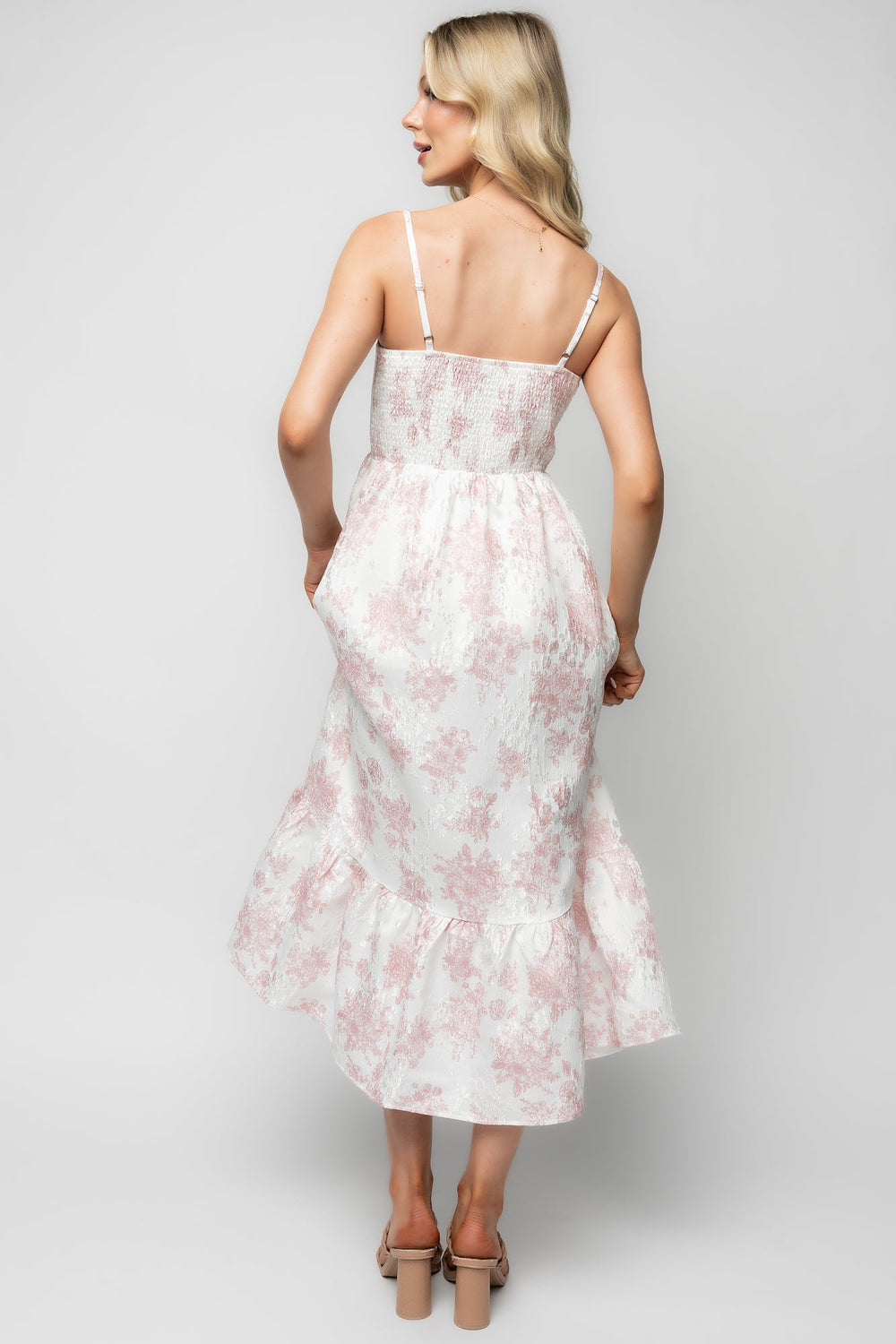 Cherie Jacquard Dress | Baltic Born Off White + Pink Floral