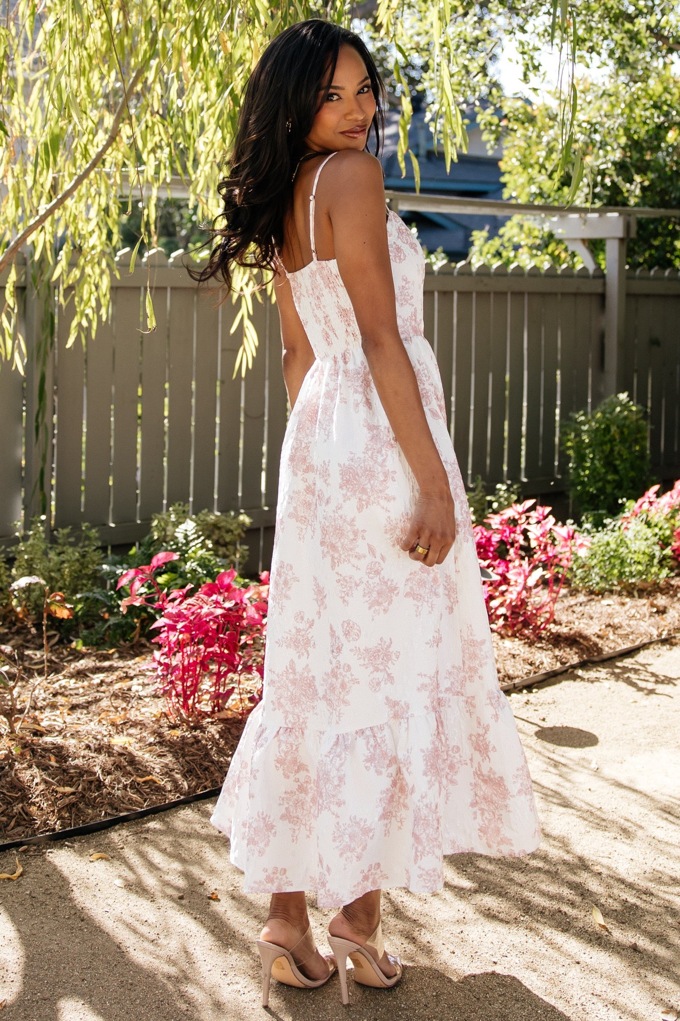 Cherie Jacquard Dress | Baltic Born Off White + Pink Floral